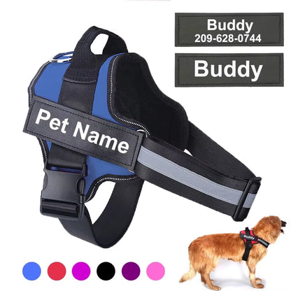 Dog Harness Reflective Breathable Adjustable Pet Harness for Dog Vest ID Custom Patch Outdoor Walking Dog Supplies