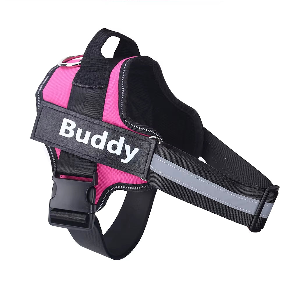 Dog Harness Reflective Breathable Adjustable Pet Harness for Dog Vest ID Custom Patch Outdoor Walking Dog Supplies